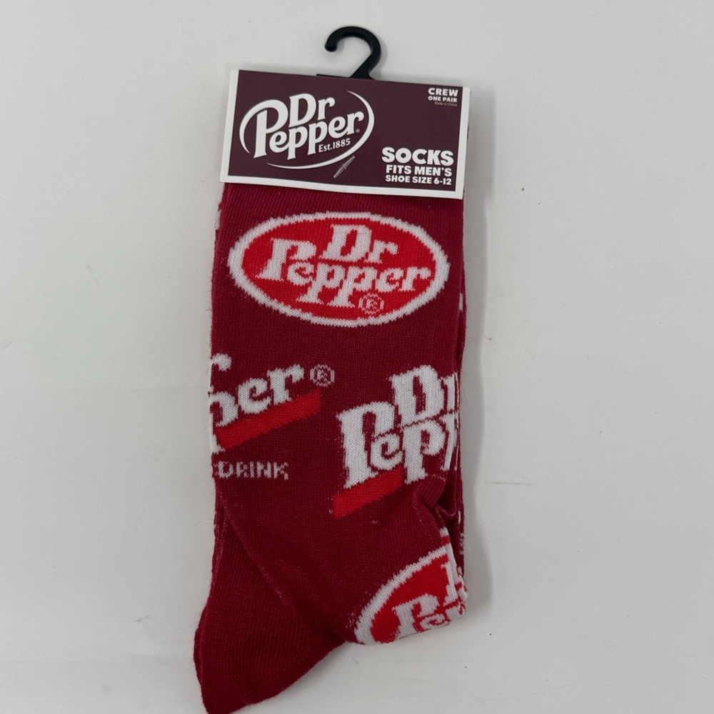 Men’s Novelty Dr Pepper Red Crew Socks